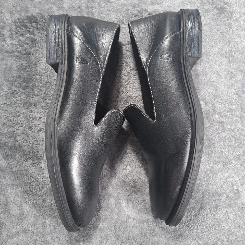 Hush Puppies Bailey Slip-On Loafers, Black Leather, Women's 9.5 M